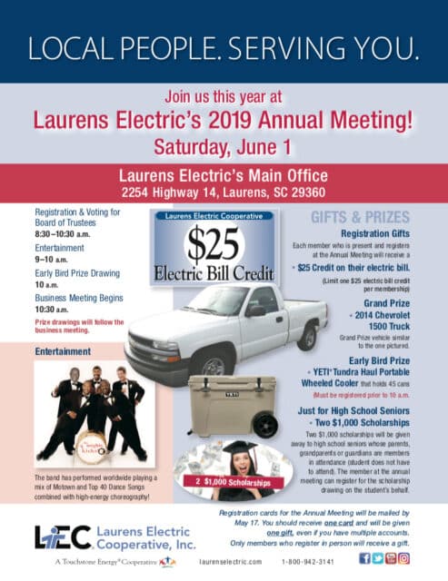 Laurens Electric 2019 Annual Meeting Ad